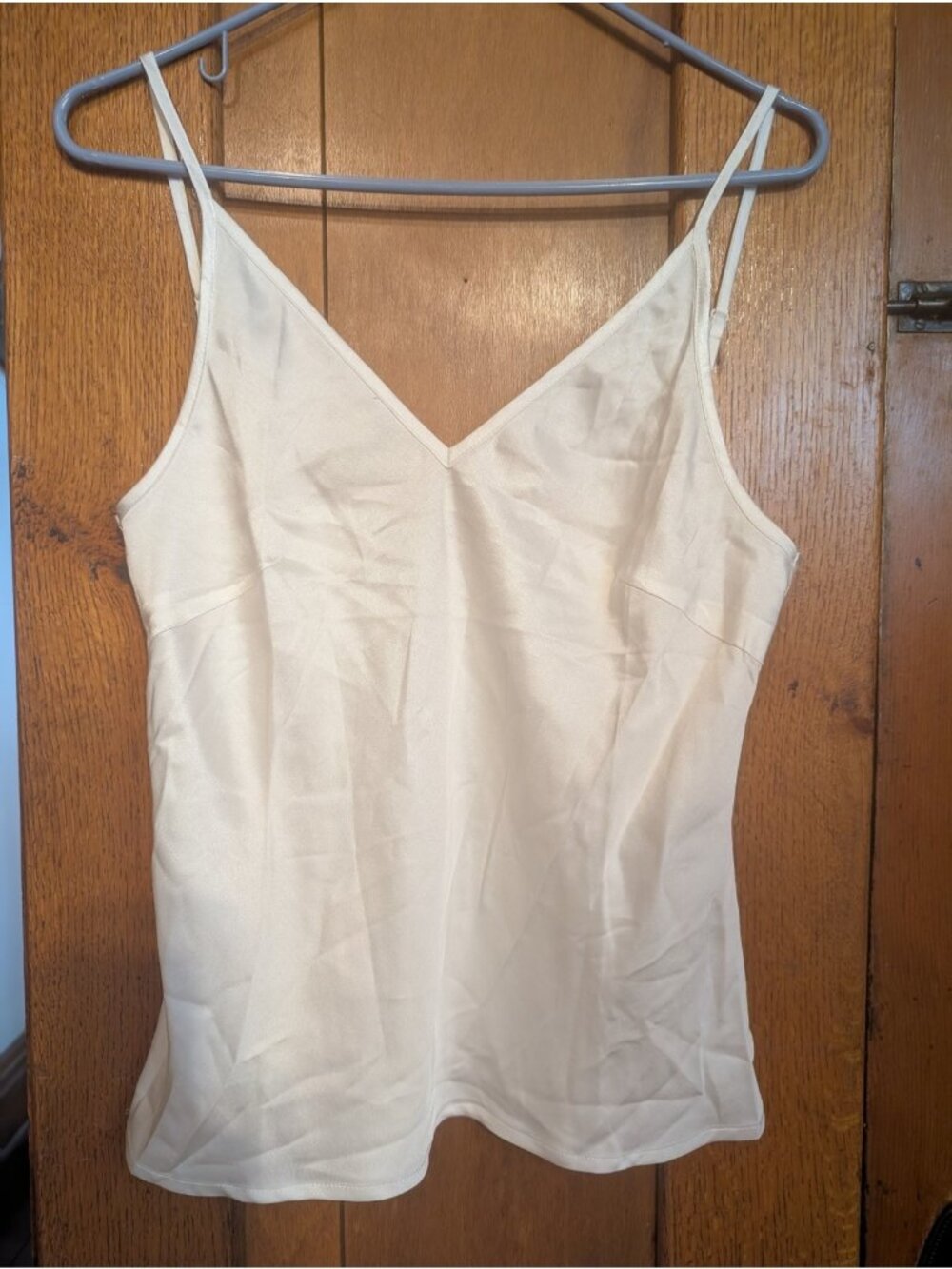 Anthropologie O.P.T. White Satin Camisole Spaghetti Strap Tank Size 6 (S) -228
